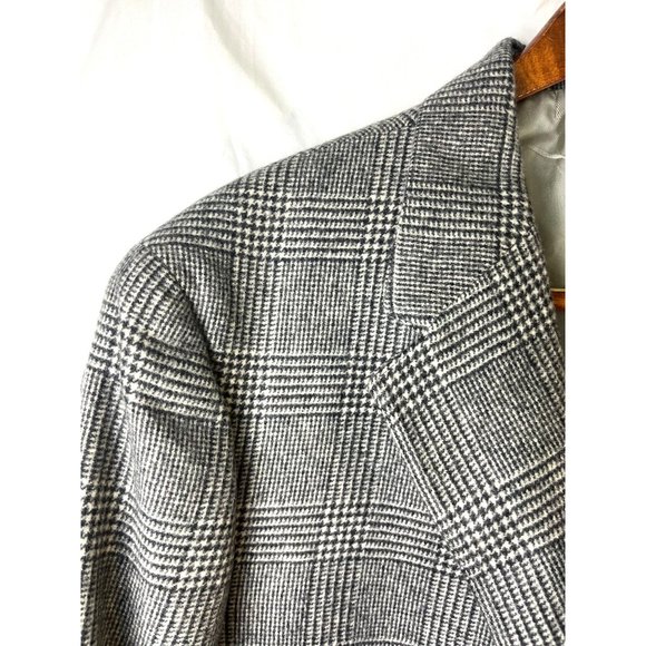Vintage Black & White Plaid Cashmere Sports Jacket, Men's Size Xtra- Large Tall - Picture 10 of 16